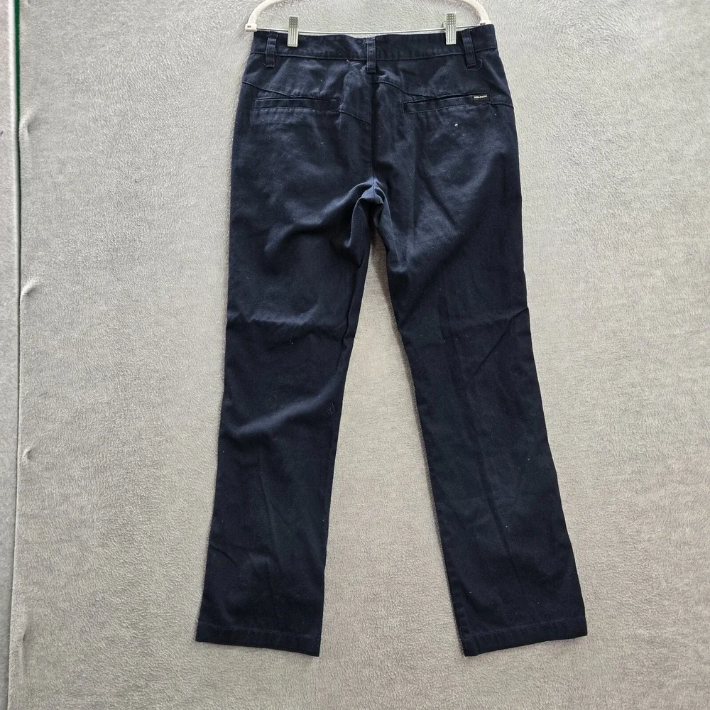 Volcom Men Pants 32 Blue Chino Straight Pockets Mid Rise Polyester‎ 30 in Inseam